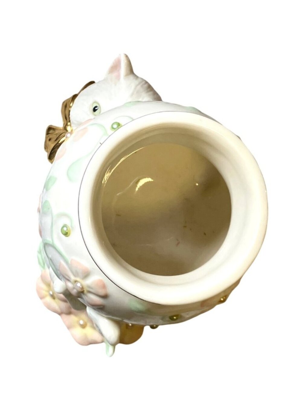 Lenox Petals & Pearls Cat Bud Vase With Floral and Gold Colored Accents - Picture 14 of 16